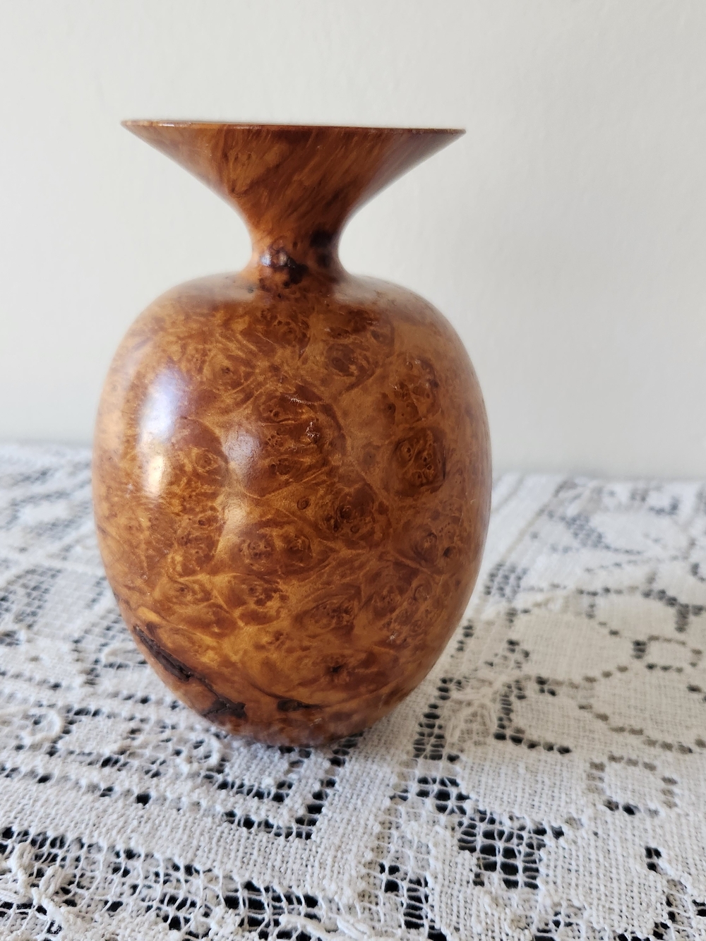 MCM Hand-Turned Burl Wood Accent Vase - Brown